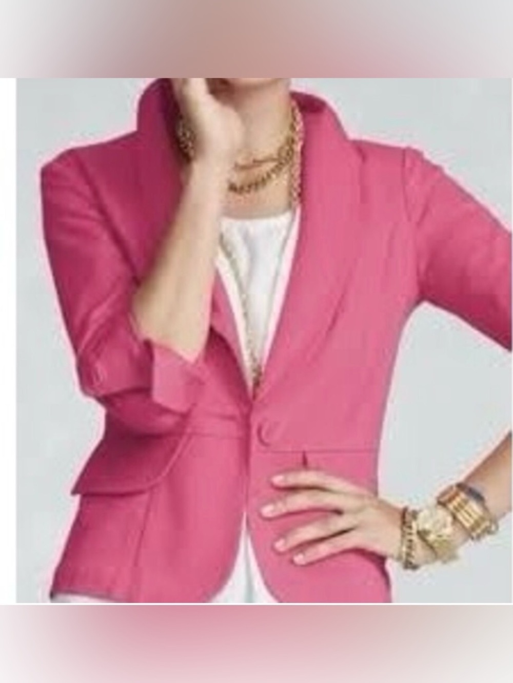 CAbi Hot Pink Single-Button Tailored Blazer Style 310 Size 8
